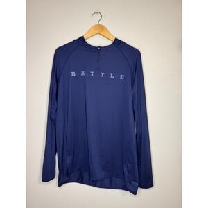 Battle Sports USA Flag Football Hoodie Mens XL Navy Blue Quarter Zip Performance